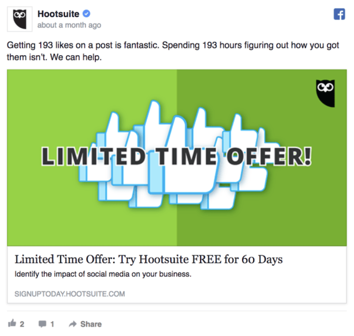 Offer ad example hootsuite